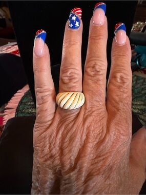 Off White Coral and 14k Domed Ring